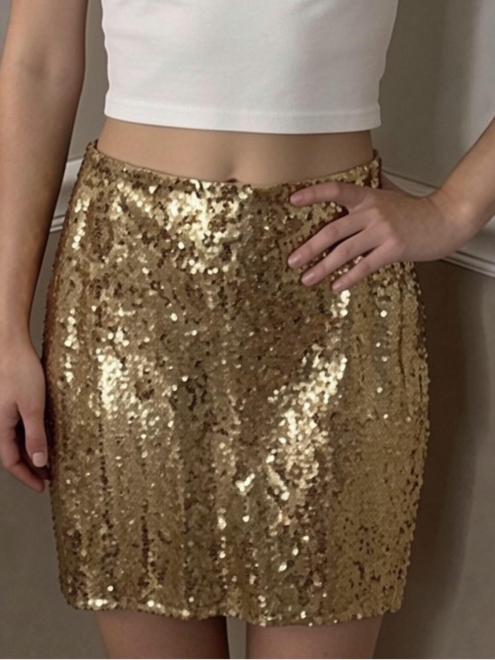 🎉 2 for $20! Andrew Marc Gold Sequin Mini Skirt 🤍